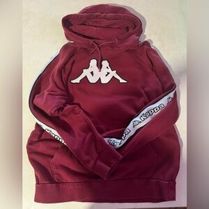 Kappa Maroon Hoodie with Iconic Logo Mens Large